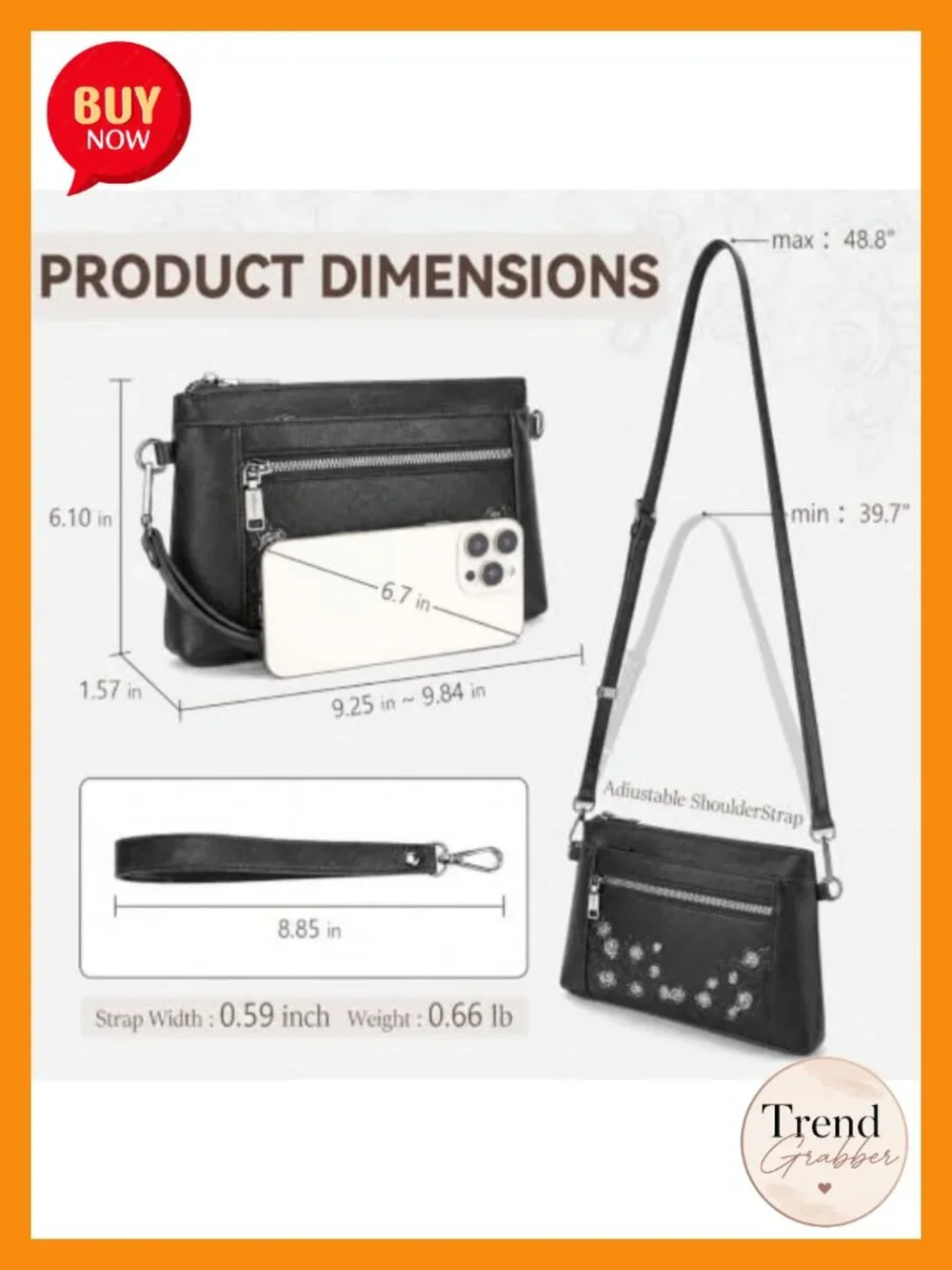 Small Crossbody Wristlet Purse with Adjustable Strap